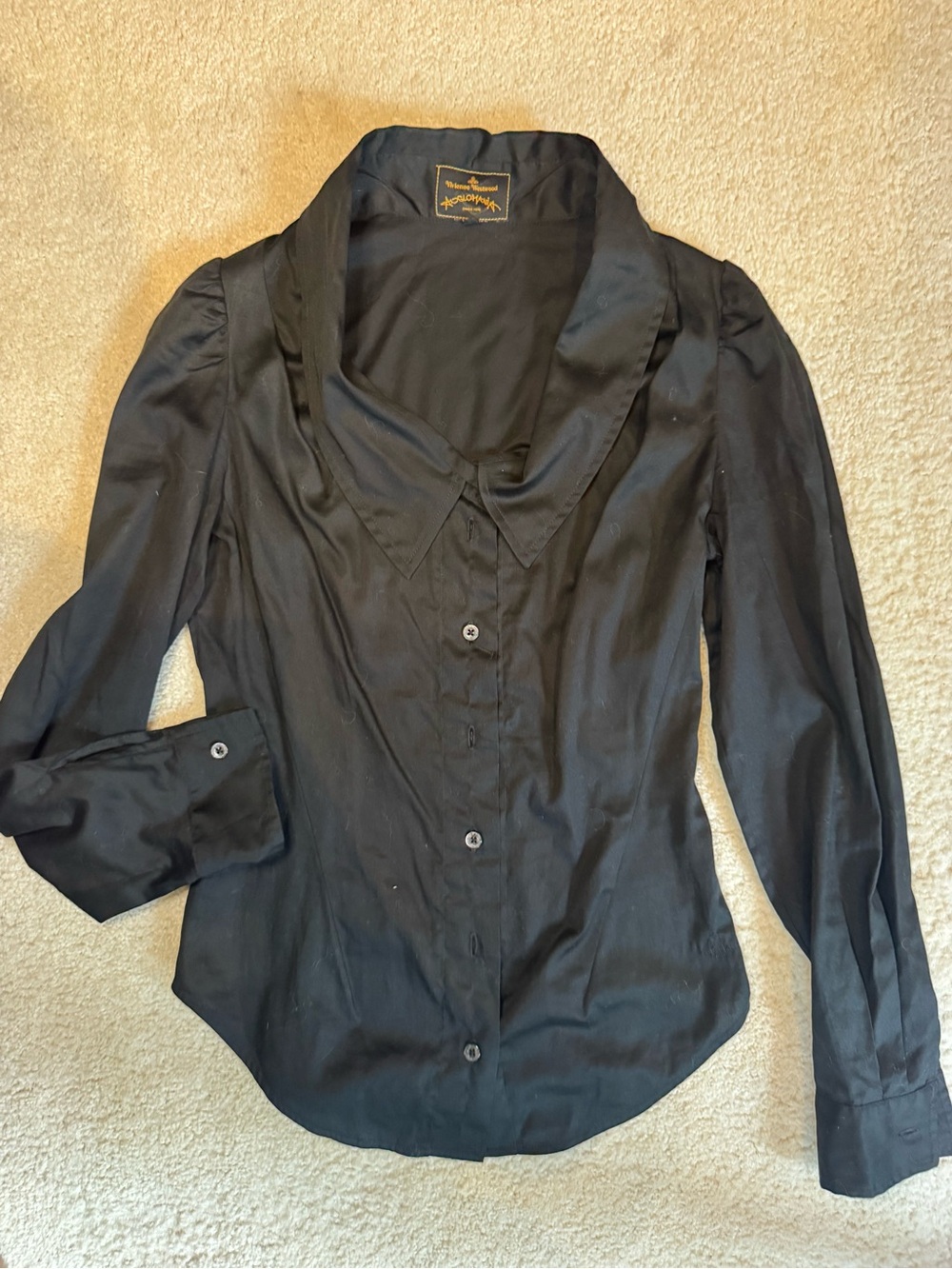 Vivienne Westwood Black Satin Button-Down Blouse
